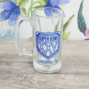 NFL Tampa Super Bowl XXV 25 Results Glass Beer Mug 1991 Vintage
